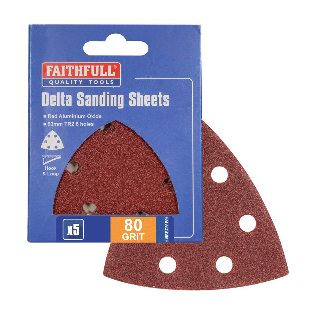 ADSSMF 90mm Delta Hook and Loop Sanding Sheets TR2 Medium Fine (Pack of 5) - Perfect for Woodworking, Metal Polishing & DIY Projects