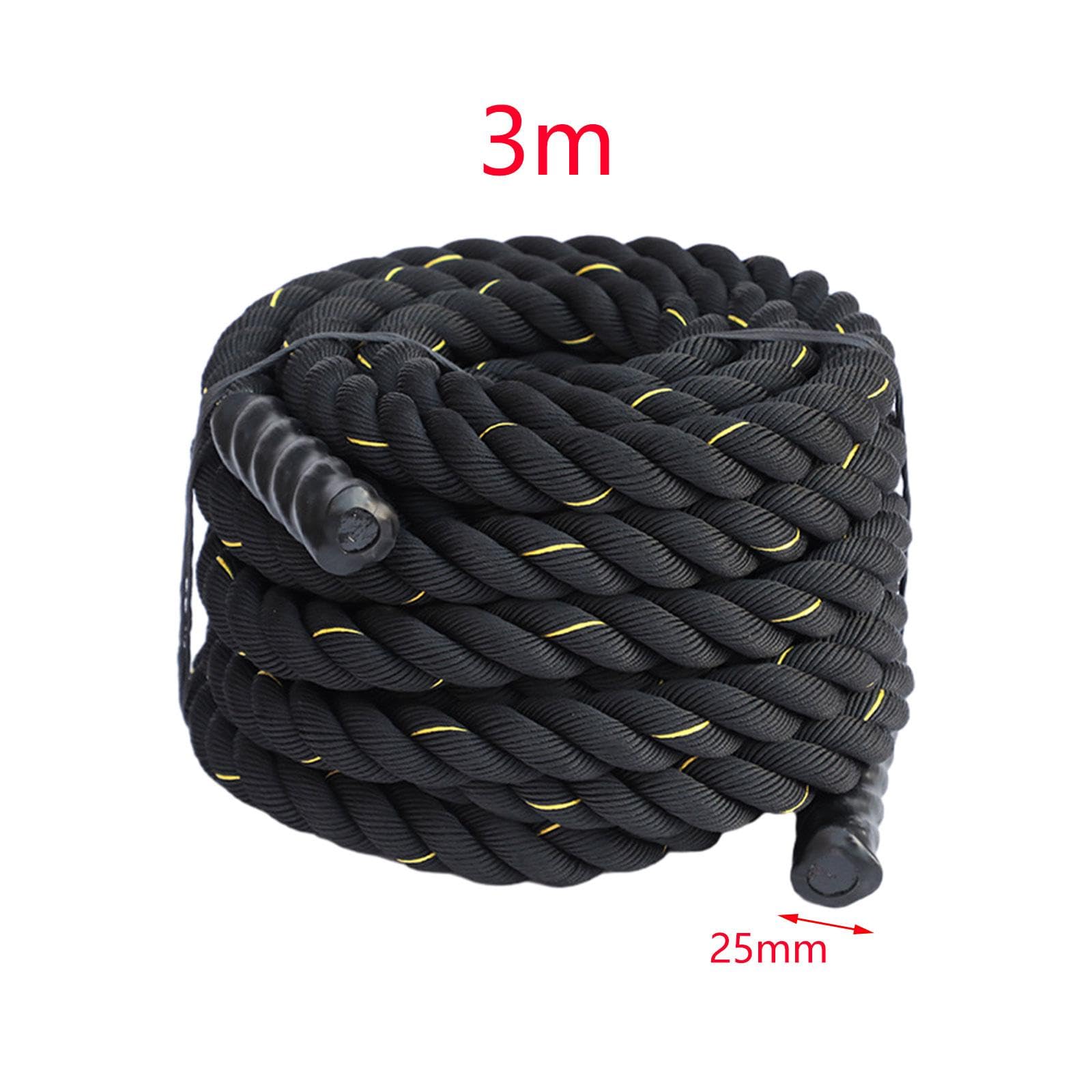 **2.8M/3M Battle Rope - Heavy Duty Fitness Rope for Strength Training, CrossFit, Cardio & Home Gym Workouts - 25mm Thick Climbing Rope for Physical Endurance & Muscle Building (Yellow)**    *(Perfect for HIIT, Functional Training, Outdoor Workouts & Professional Athletes)*
