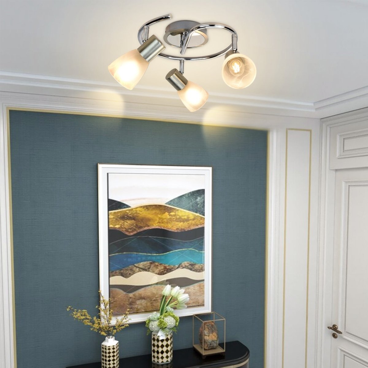 DLLT Modern LED Track Lighting Fixtures - 3-Light Adjustable Round Ceiling Track Light System with Directional Spotlights for Kitchen, Office, Bedroom, Picture Wall & Hallway | Energy-Efficient Indoor Lighting for Home & Commercial Spaces