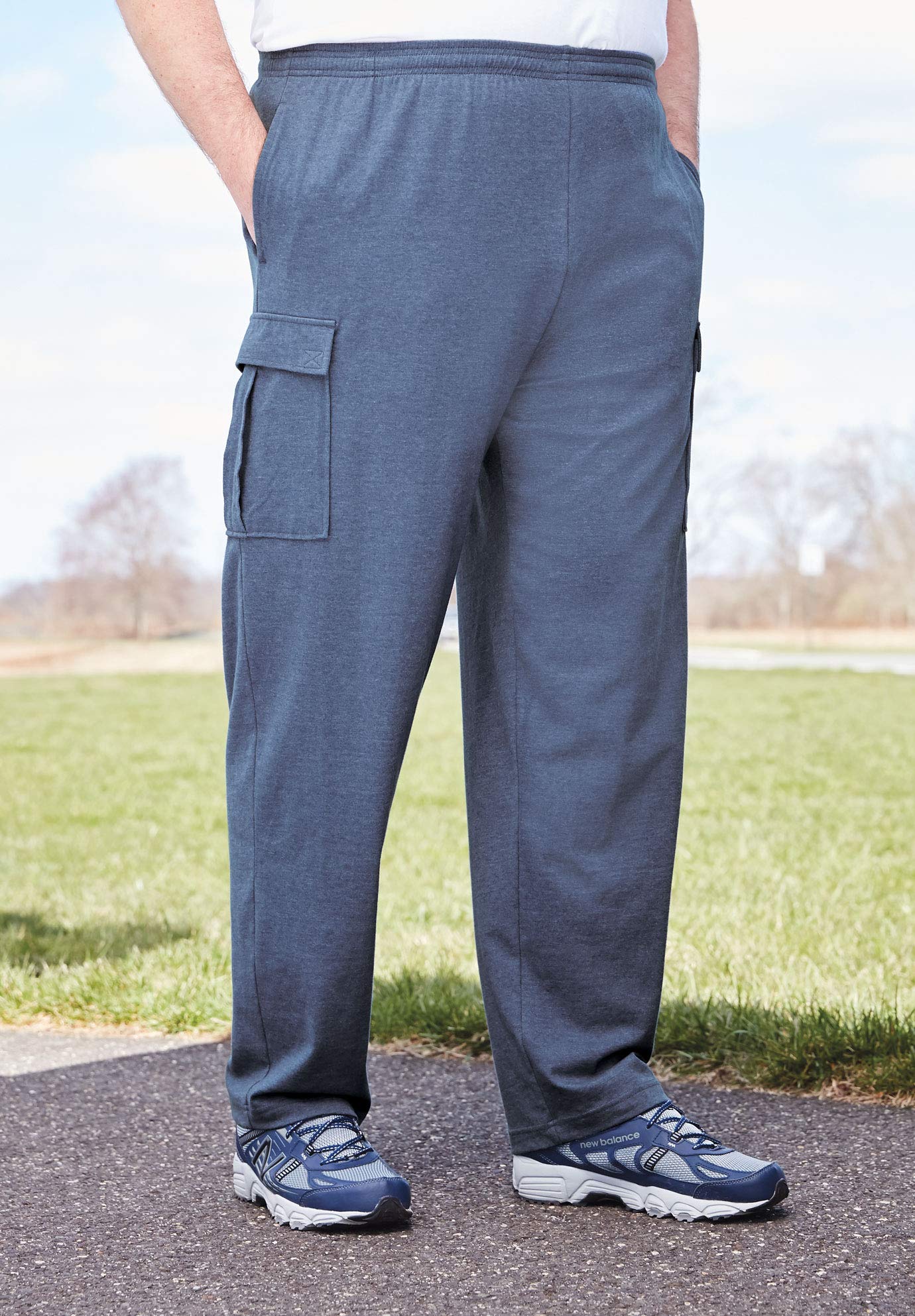 KingSize Men's Big & Tall Lightweight Jersey Cargo Sweatpants - Comfortable Lounge Pants for Casual Wear, Workout & Home Relaxation