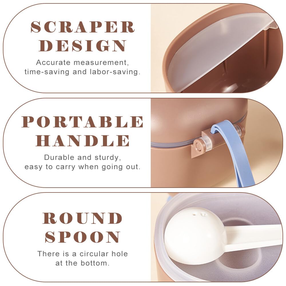 Portable Baby Formula Dispenser with Scraper & Spoon - 400ml Brown Powder Container for Infant Milk, Fruit & Snacks - Ideal for Travel, Daycare & On-the-Go Feeding