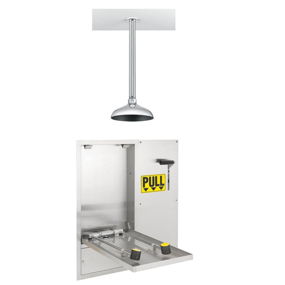 Speakman SE 575 DP 238 Stainless Steel Recessed Wall Mounted Emergency Eye Wash & Shower Station - ANSI Compliant Safety Equipment for Laboratories, Factories, and Industrial Workplaces
