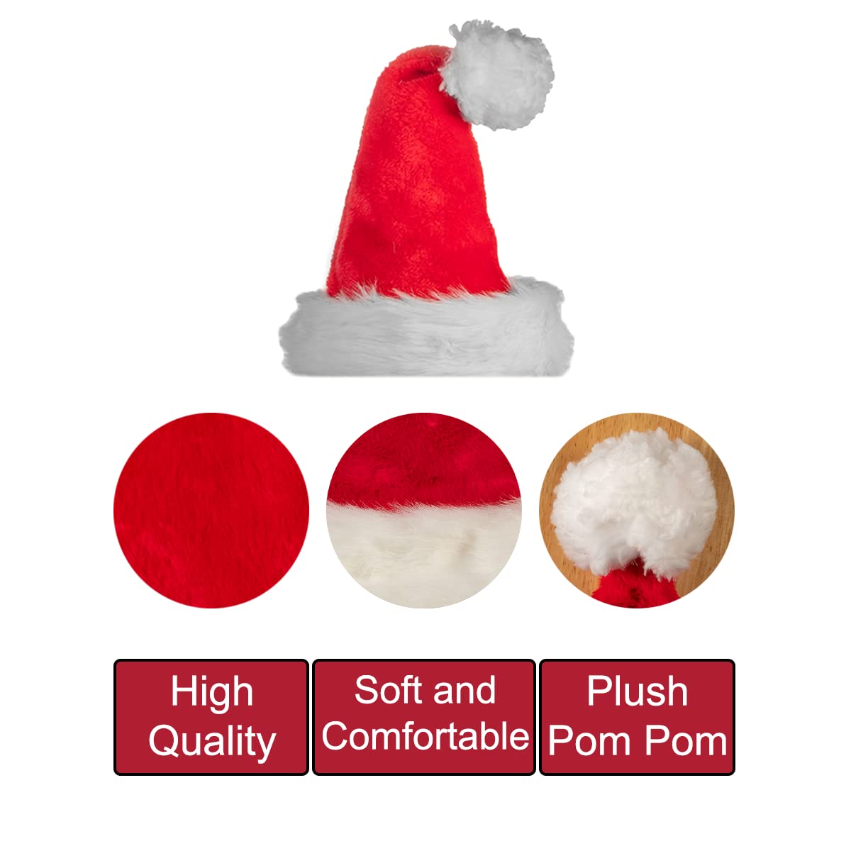 Santa Hat Red Plush for Toddlers - Soft & Festive Christmas Accessory for Babies & Kids Holiday Photos & Parties