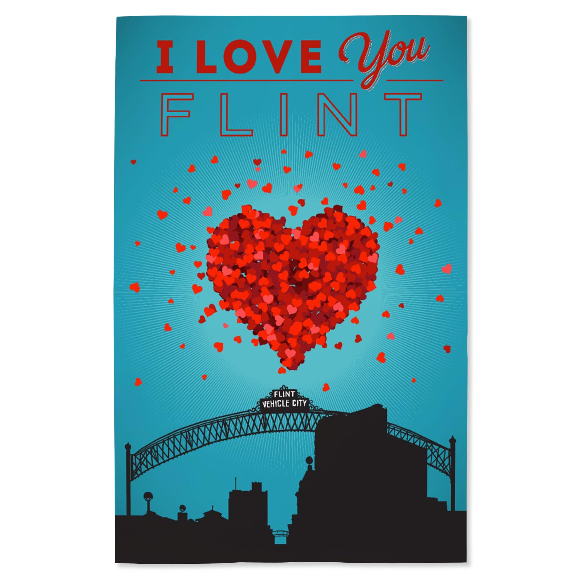 Lantern Press 16x24 Inch Giclee Print - I Love You Flint Michigan Wall Art - Perfect for Home Decor, Office & Gift Giving