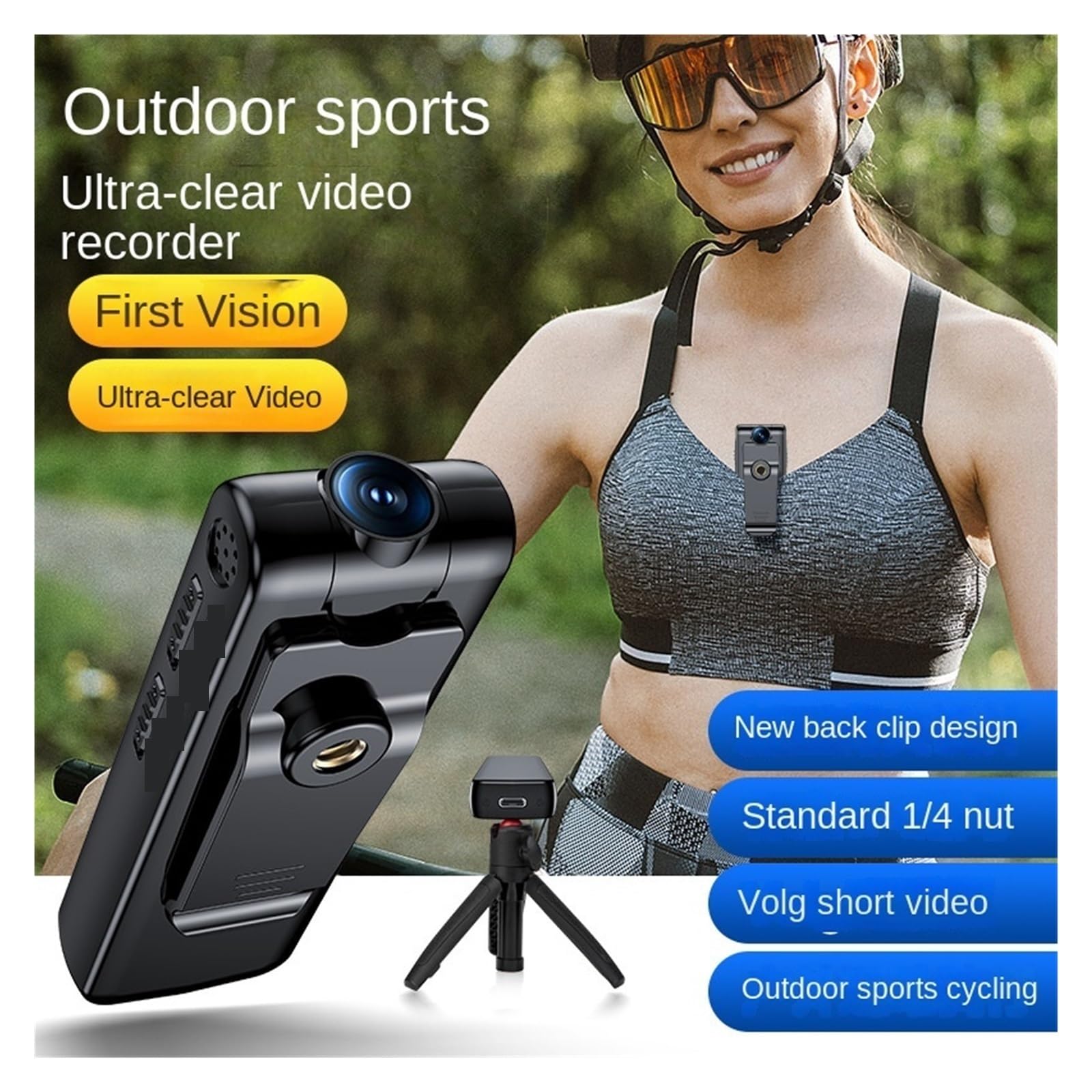 **C700 1080P Mini Action Camera - Rotatable Sports Body Cam with Video, Audio & Voice Recorder for Bicycle, Motorcycle & Dash (Includes 32GB Card) - Perfect for Adventure, Cycling & Vlogging**