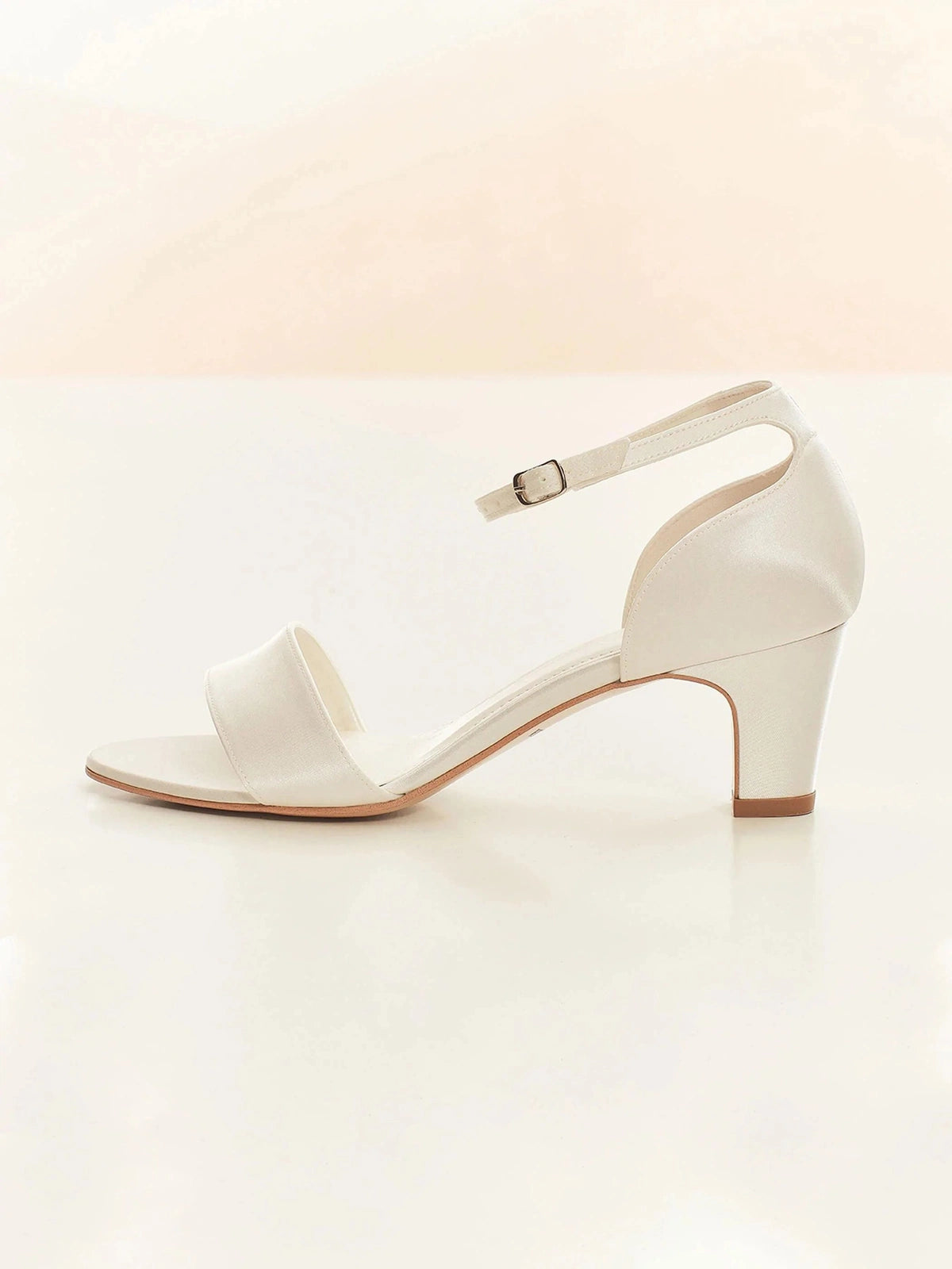 Ivory Satin Low Block Heel Sandals for Women | Size 7 | Comfortable Summer Dress Sandals | Perfect for Weddings, Parties & Beach Vacations