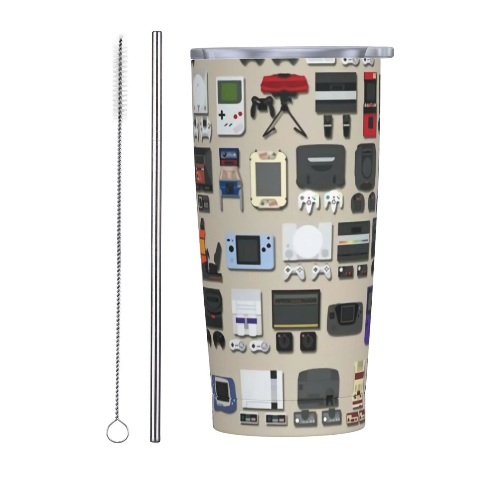 SWEET TANG 20oz Insulated Stainless Steel Travel Mug with Lid & Straw - Cute Video Game Weapon Design Coffee Tumbler, Leakproof Water Bottle for Gamers | Perfect for Office, Commuting & Gaming Sessions