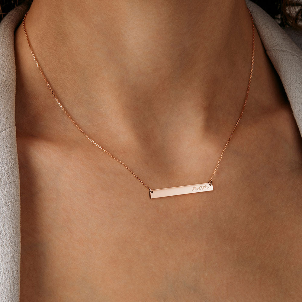 Personalized Engraved Bar Necklace for Women - Custom Name & Date Jewelry Gift for Mom, Wife, Girlfriend - Perfect for Anniversaries, Birthdays & Special Occasions