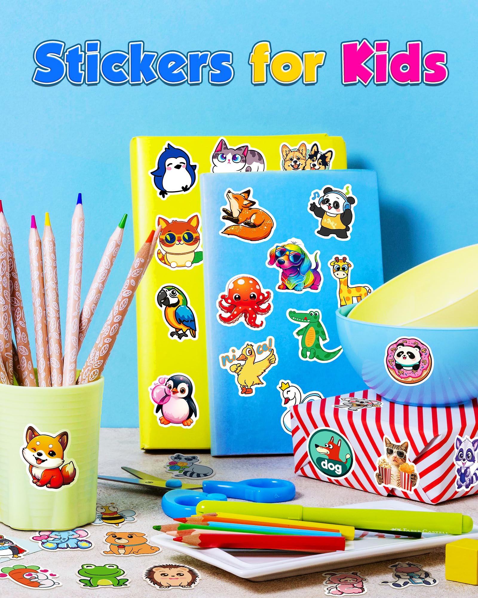 100Pcs Cute Animal Stickers for Kids - Waterproof Vinyl Decals for Water Bottles, Laptops, Phones, Cars & More - Fun Classroom Rewards & Elementary School Prizes - Perfect for DIY Crafts, Scrapbooking & Personalizing Belongings