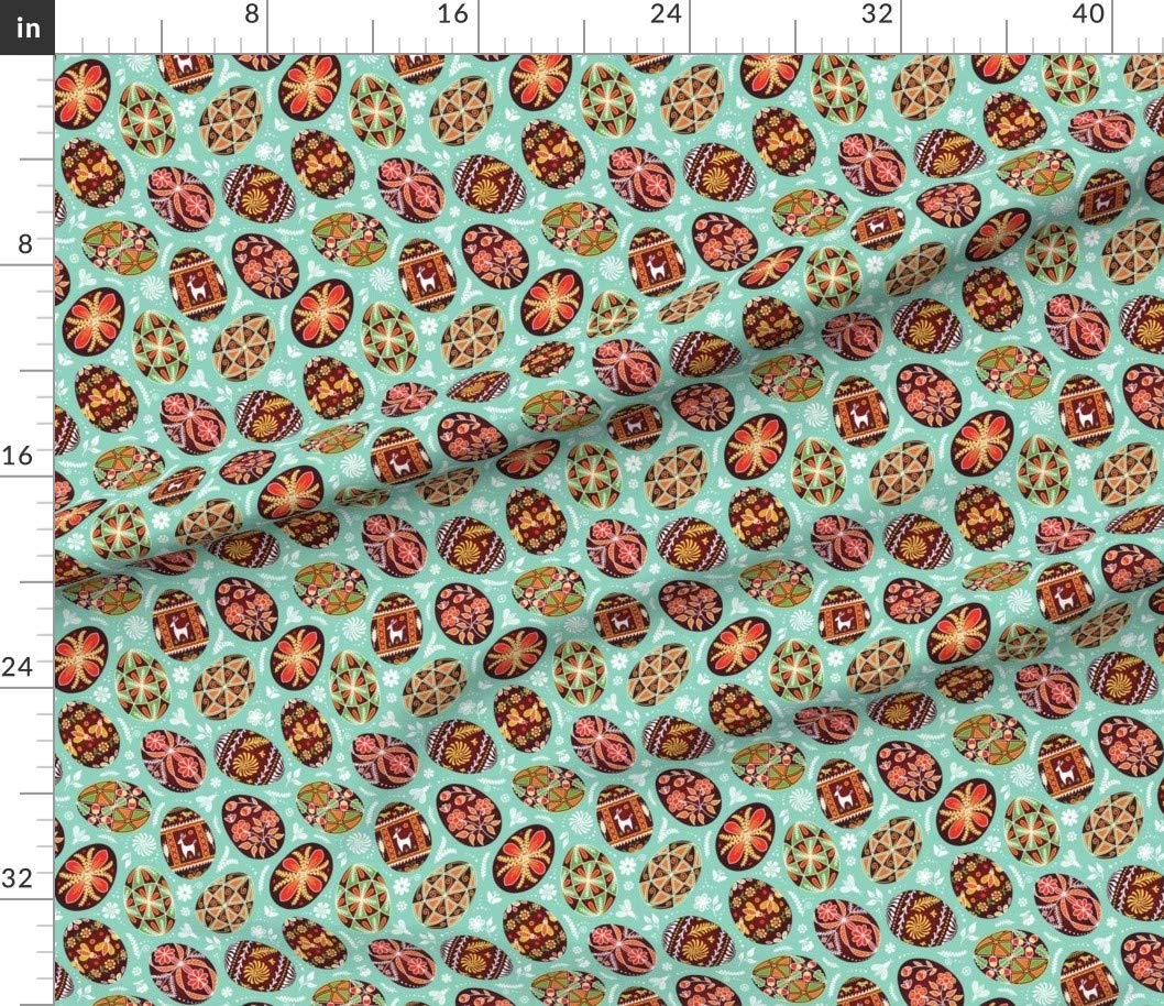 Pysanky Life Boho Folk Easter Spring Printed Cotton Fabric by The Yard - Premium Petal Signature Cotton for Sewing, Quilting, Apparel & Home Decor | Perfect for DIY Crafts, Easter Decorations & Bohemian Style Projects