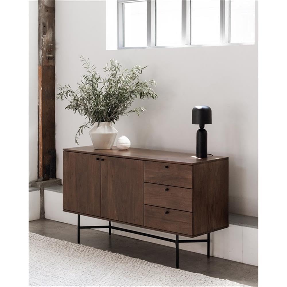 Moe's Home Collection Beck Sideboard - Modern Wood Buffet Cabinet with 2 Doors & 4 Drawers for Dining Room Storage | Perfect for Farmhouse, Living Room & Entryway Organization