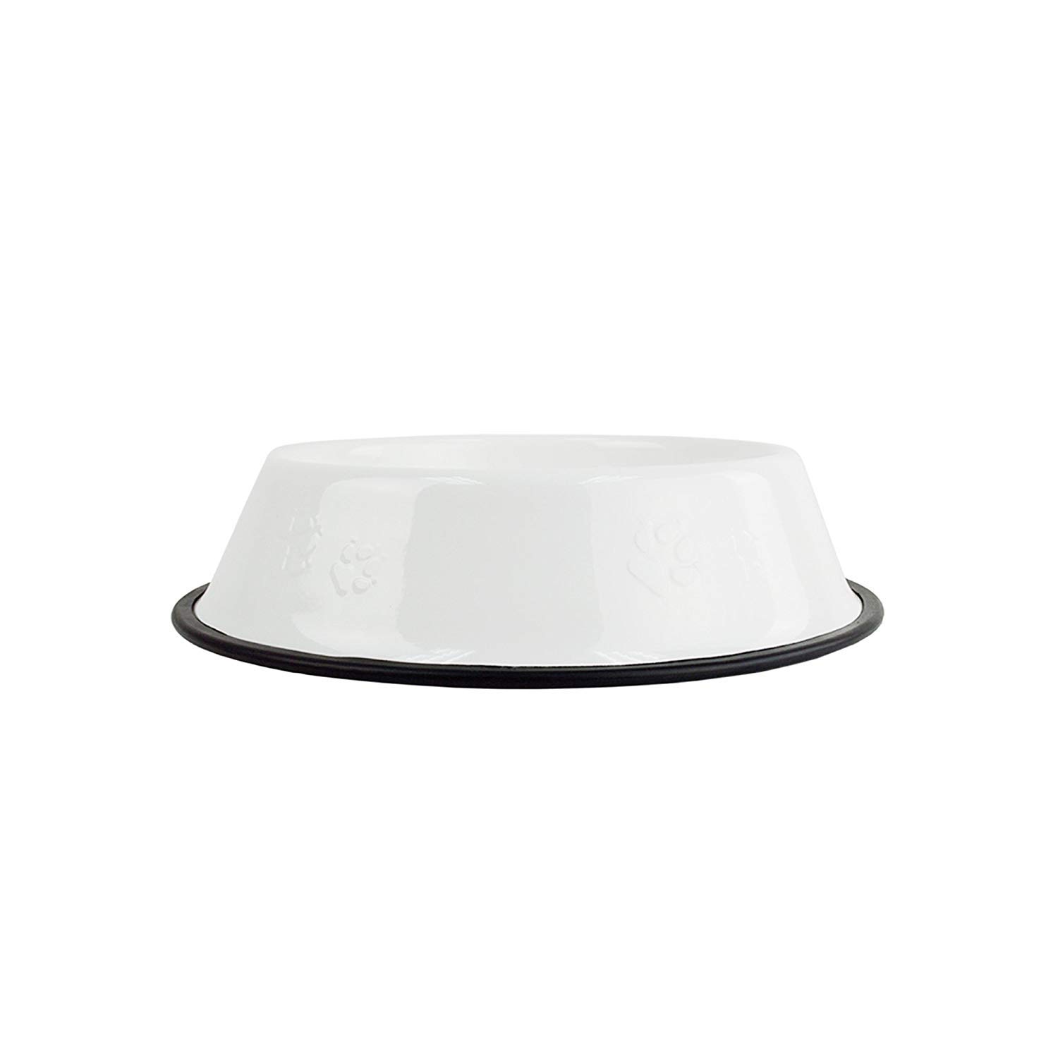 Platinum Pets 6.25 Cup Non-Slip Stainless Steel Dog Bowl with Embossed Design - Pearl White - Perfect for Large Breed Dogs, Outdoor Feeding & Travel Use