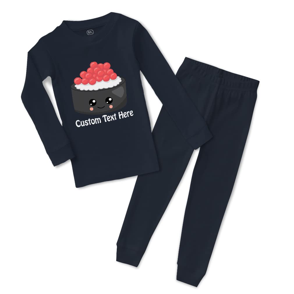 Custom Baby Sushi Roll Pajama Set - 100% Cotton Toddler Sleepwear for Boys & Girls (6 Months, Navy) - Perfect for Family Photos, Themed Parties & Cozy Bedtime