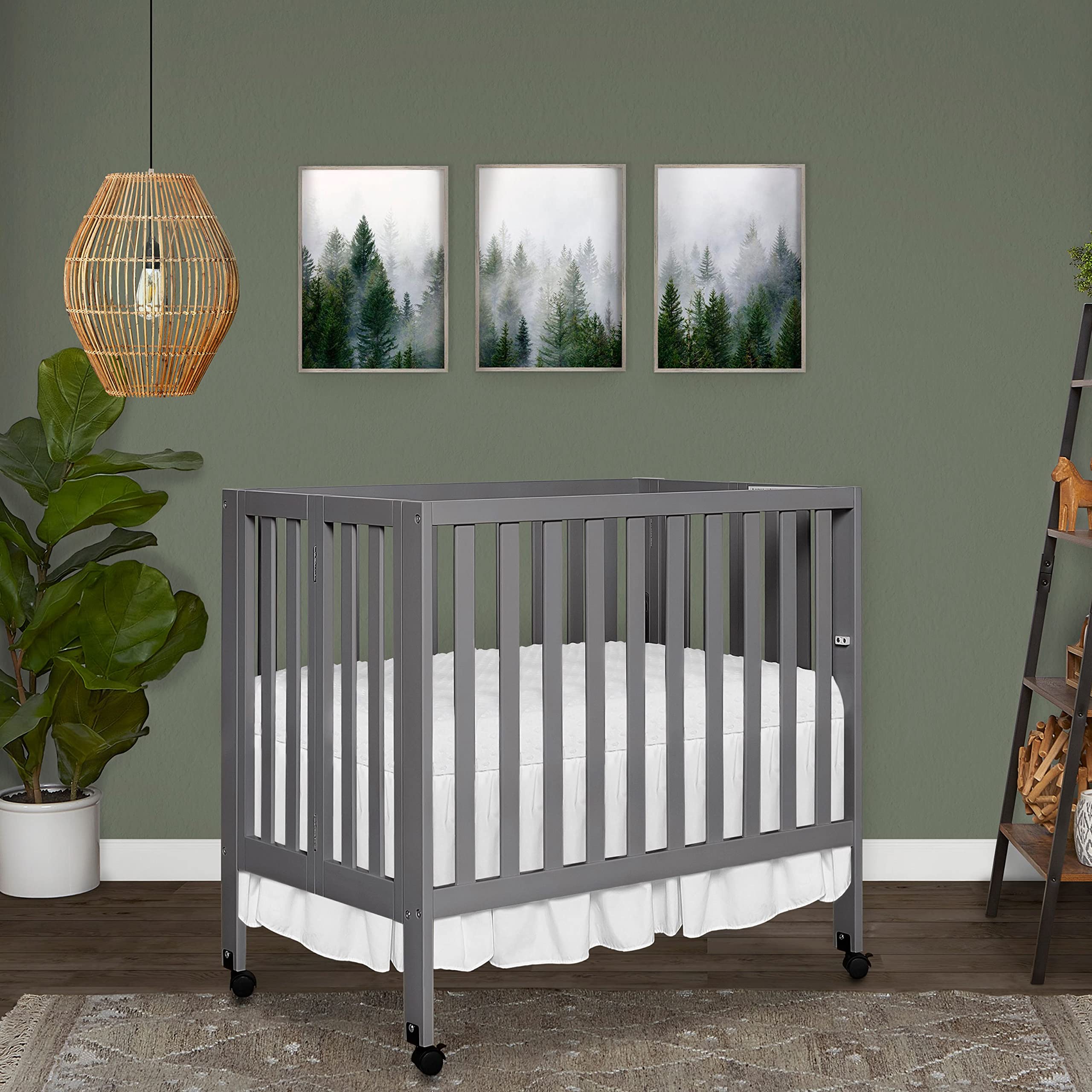 Dream On Me Jett Convertible Folding Crib - Lightweight Portable Travel Crib with 3 Adjustable Mattress Heights | Includes 1.5