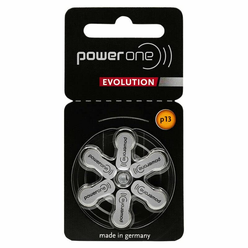 PowerOne Evolution Zinc Air Hearing Aid Batteries - Long Lasting Battery Life (60 Pack) - Size 10, 13, 312 & 675 - Includes Free Liberty Hearing Aid Battery Keychain - Perfect for Travel & Daily Use with Hearing Devices