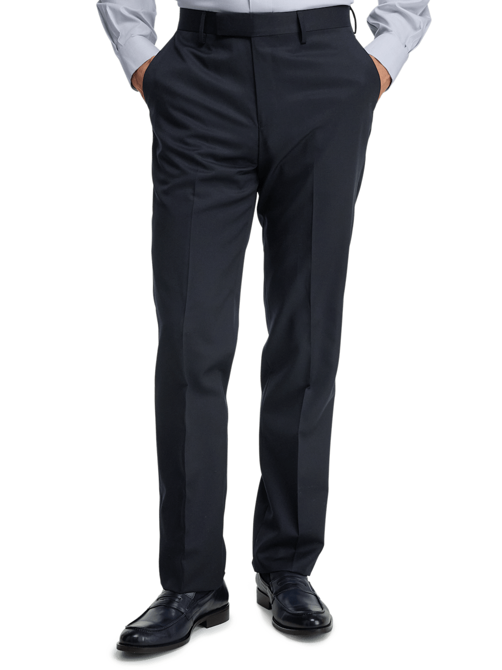 Premium Wool Gabardine Dress Pants for Men - Classic Dark Navy Color - Perfect for Business, Office & Formal Occasions