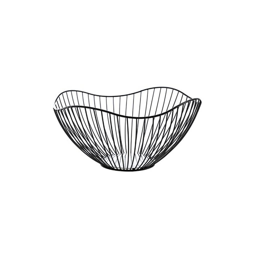 Creative Irregular Iron Fruit Basket - Kitchen Snack Storage Organizer with Drainer, Black - Perfect for Tabletop, Countertop, and Dining Room Decor