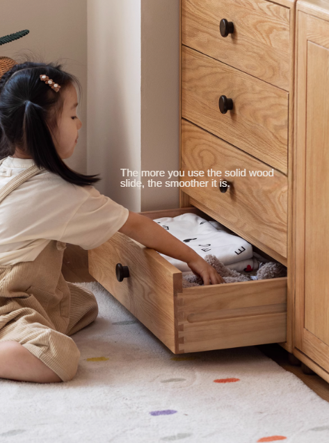Solid Oak Wood Modern Nordic Kids Storage Cabinet - Multifunctional Organizer for Toys, Books & Clothes | Perfect for Nursery, Playroom & Bedroom Organization