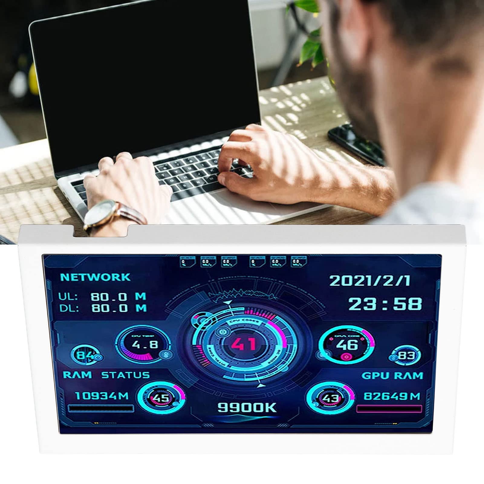 Gearwell 5-inch PC CPU GPU RAM Temperature Monitor - Windows Compatible Computer Sensor Panel Display with ARGB for Gaming & Workstation PCs - Perfect for Overclocking, Streaming & System Monitoring