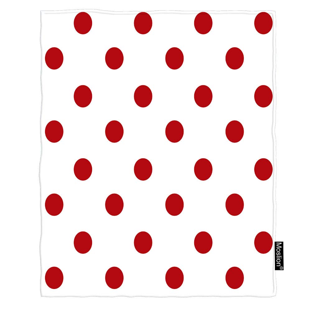 Red and White Polka Dot Flannel Throw Blanket - King Size 60x80 Inch - Soft Christmas Holiday Blanket for Sofa, Bed, Couch - Cozy Winter Gift for Women & Men - Perfect for Home Decor, Movie Nights & Gift Giving