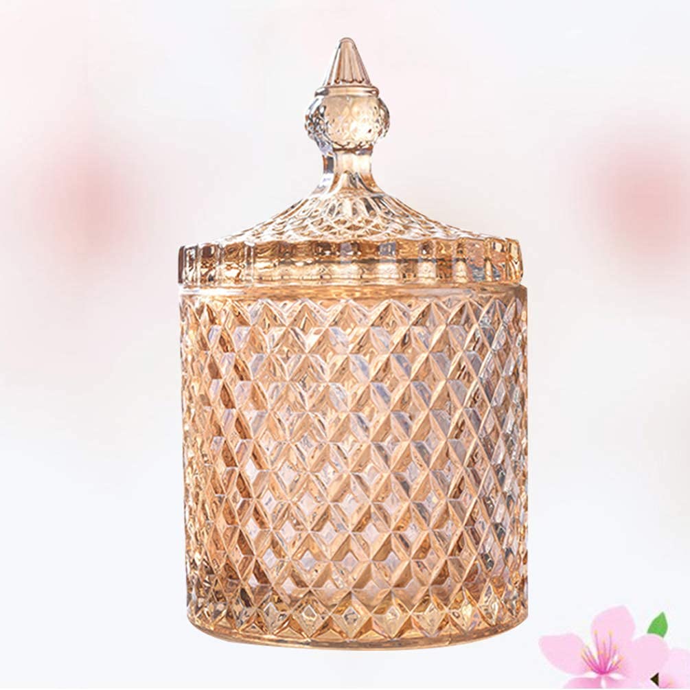 Premium Crystal Glass Candy Jar with Lid - Airtight Snack Storage Container for Kitchen, Pantry & Party Decor - Elegant Home Decoration (Yellow) - Perfect for Candy, Cookies, Nuts & Party Favors