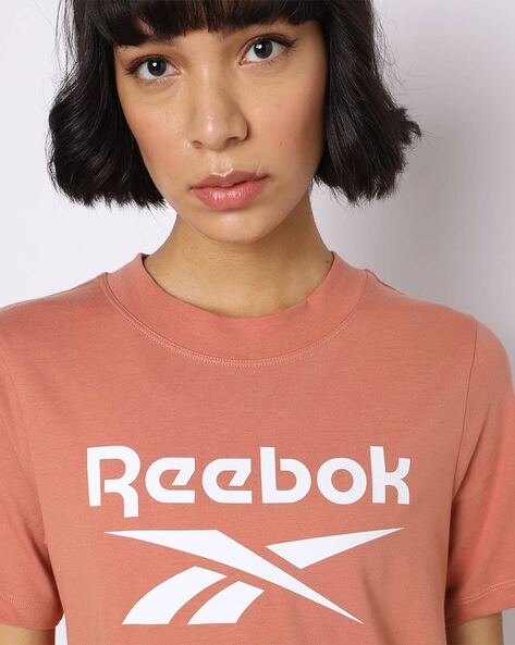 Reebok Women's Identity Big Logo Coral T-Shirt - Stylish Casual Tee for Workout, Gym & Everyday Wear