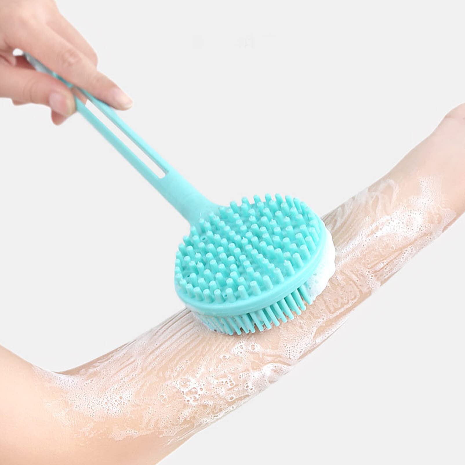 Premium Silicone Bath Brush with Long Handle - Exfoliating Back Scrubber & Shower Skin Cleanser - Gentle Body Scrub for Deep Cleansing & Massage - Perfect for Hard-to-Reach Areas & Spa-Like Experience at Home