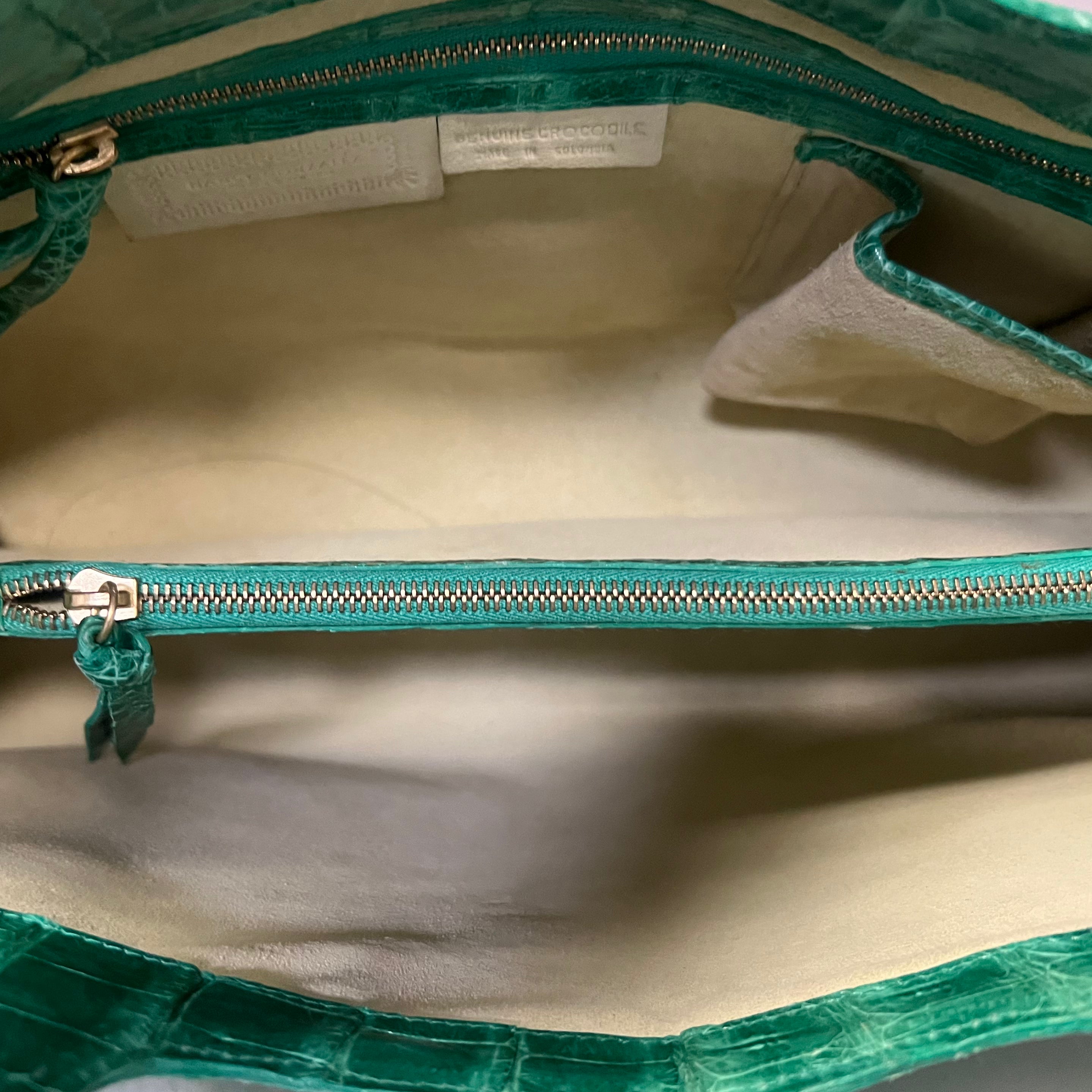 Luxury NANCY GONZALEZ Green Crocodile Leather Clutch Handbag for Women - Perfect for Evening Parties, Weddings & Special Occasions