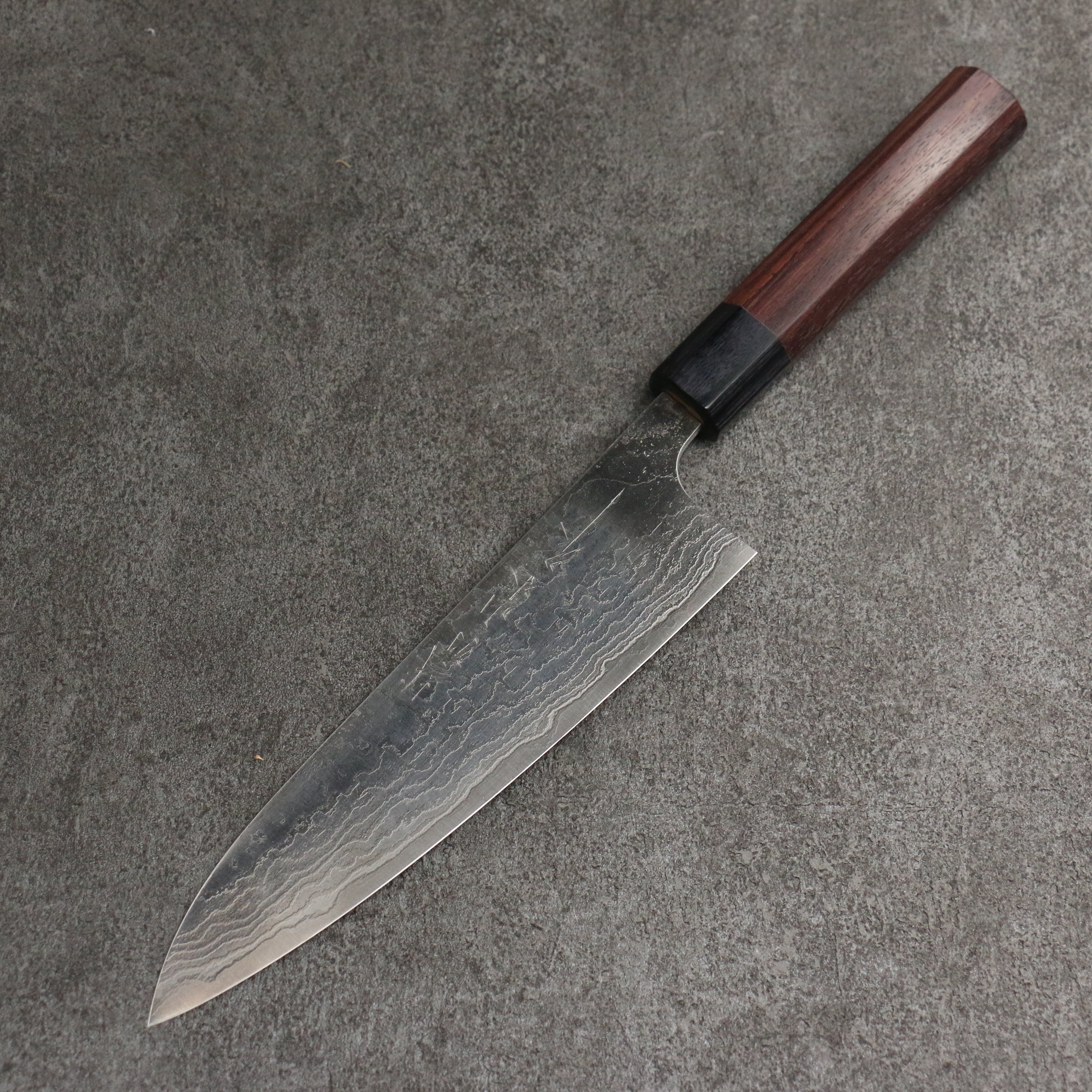 Premium Nao Yamamoto SG2 Damascus Gyuto Knife 180mm - Rosewood Handle with Black Pakka Wood Ferrule - Japanese Chef Knife for Sushi, Meat Cutting & Professional Kitchen Use