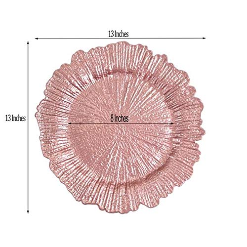 Tiger Chef 12-Pack Pink Reef Charger Plates - Elegant Decorative Plate Chargers for Weddings, Parties & Formal Dining - Premium Dinner Plate Enhancers for Stylish Table Settings