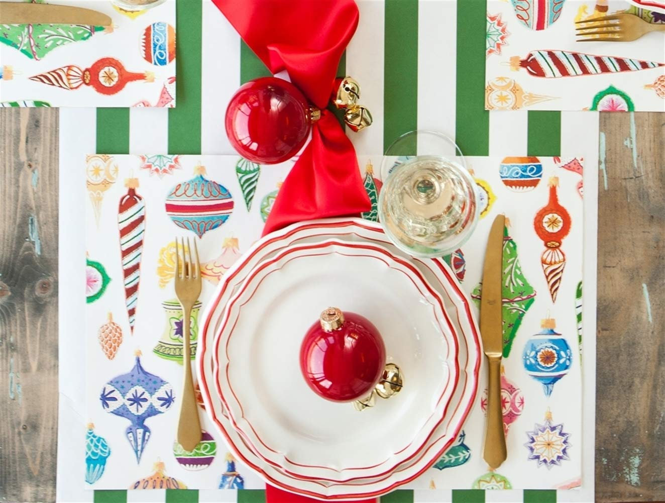 Hester and Cook Disposable Square Paper Placemats for Dining Table - 24 Pack Christmas Holiday Decorative Place Settings - Eco-Friendly American Made Placemats for Parties, Dinner & Holiday Decor