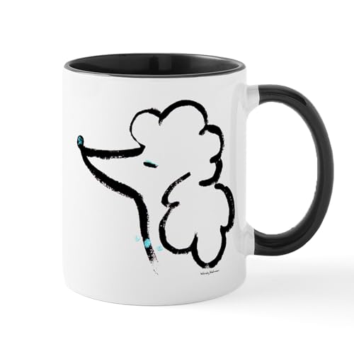 White/Black Inside - Poodle Portrait Mugs