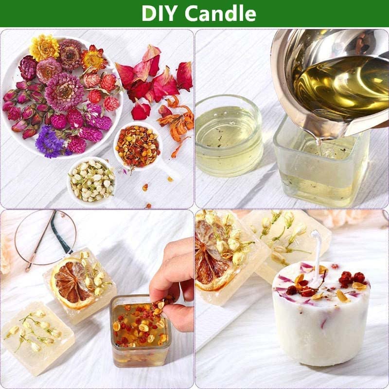9-Piece Dried Flowers Set for Candle Making & Soap Making - DIY Craft Kit with Natural Lemon, Lavender, Rose Leaf, Pink Rose, Red Rose, Jasmine & Rose Petals | Perfect for Home Decor, Wedding Favors & Aromatherapy