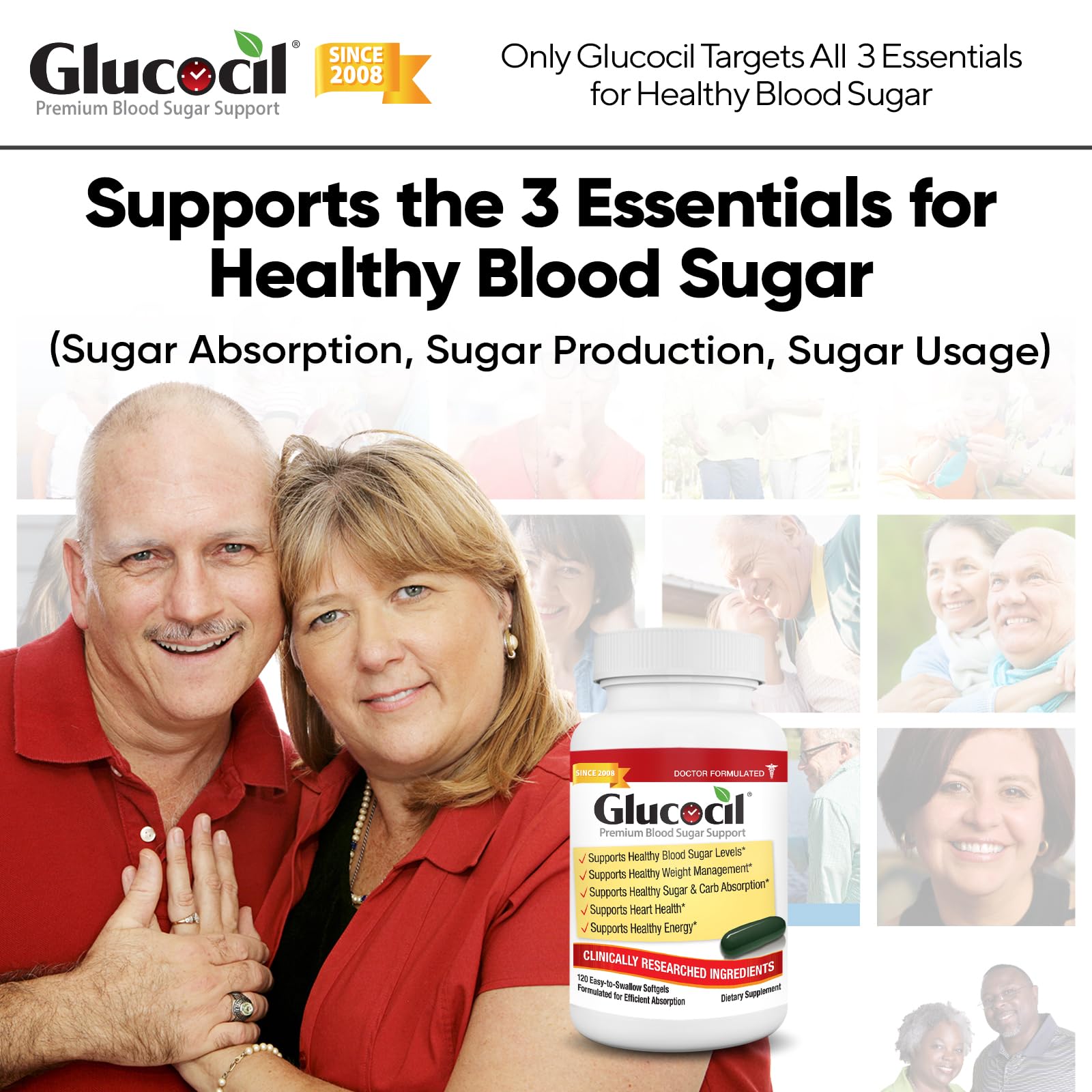 Glucocil Blood Sugar Support Softgels – Premium Formula with Berberine & Mulberry Leaf – Supports Healthy Glucose Levels – 2-Pack (60 Count) – Ideal for Daily Wellness & Metabolic Balance