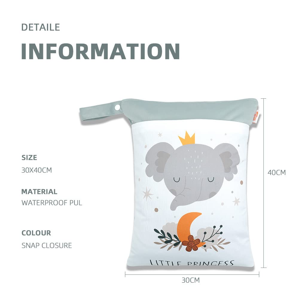 MOMIGO 2-Pack Reusable Wet Dry Bags for Baby - Washable Cloth Diaper Storage, Travel & Gym Organizer (11.8 x 15.7 Inch) - Perfect for Daycare, Swimming & On-the-Go Essentials