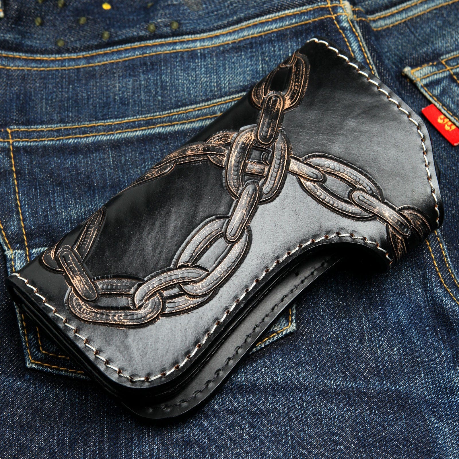 Black Genuine Leather Devil Skull Biker Wallet - Gothic Motorcycle Wallet for Men - Perfect for Bikers, Riders & Rock Fashion Enthusiasts
