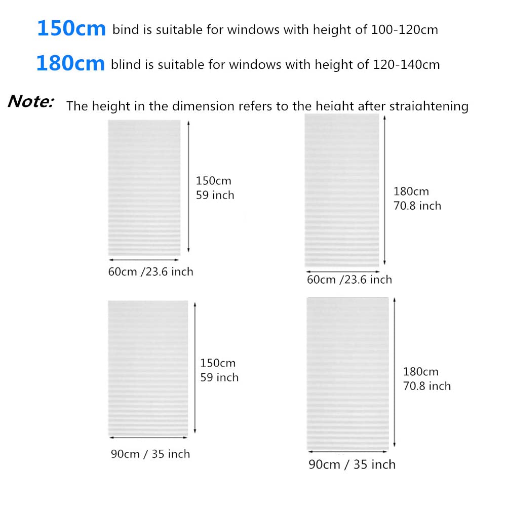 Cordless Temporary Window Blinds | Self-Adhesive No-Drill Pleated Paper Window Shades | Blackout Non-Woven Fabric for Home & Office | Perfect for Renters, Privacy & Light Control
