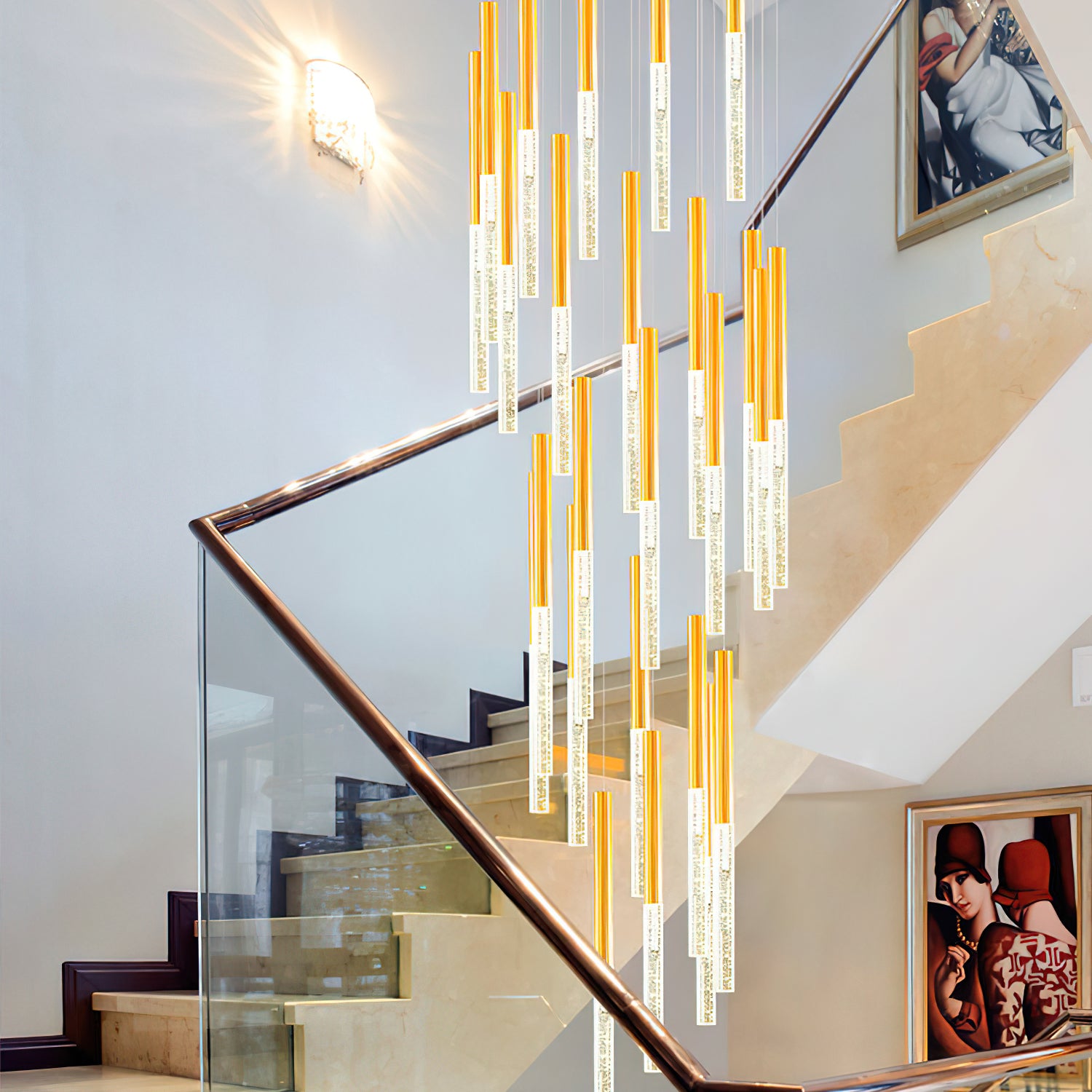 Modern Bubble Glass Pendant Light - Elegant Hanging Chandelier for Dining Room, Kitchen Island & Bedroom Decor - Dimmable LED Lighting Fixture