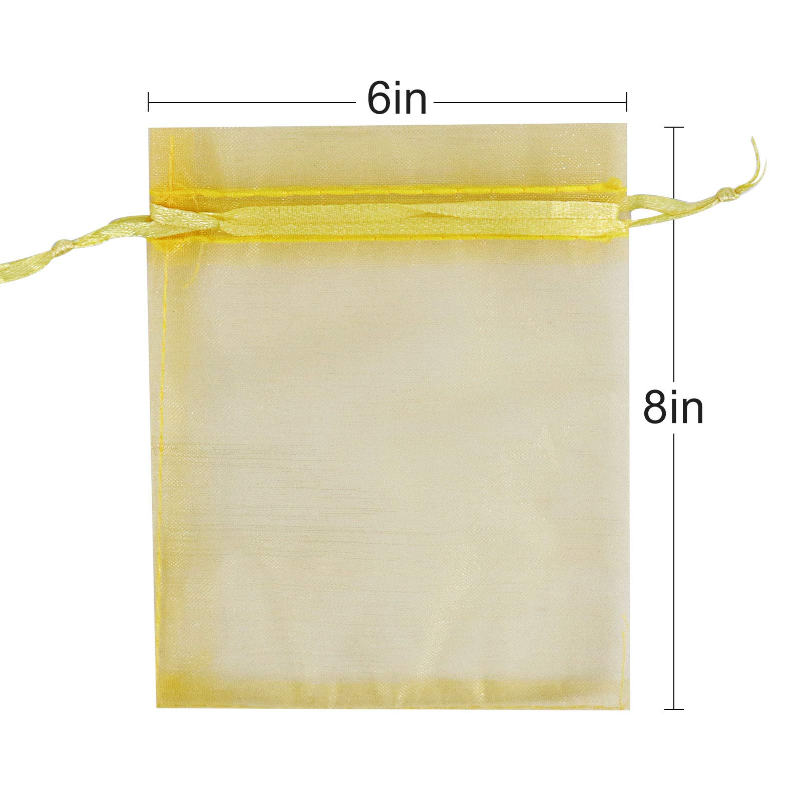 100Pcs 6x8 Inch Golden Organza Drawstring Bags - Elegant Mesh Gift Bags for Christmas, Weddings, Party Favors & Jewelry Packaging