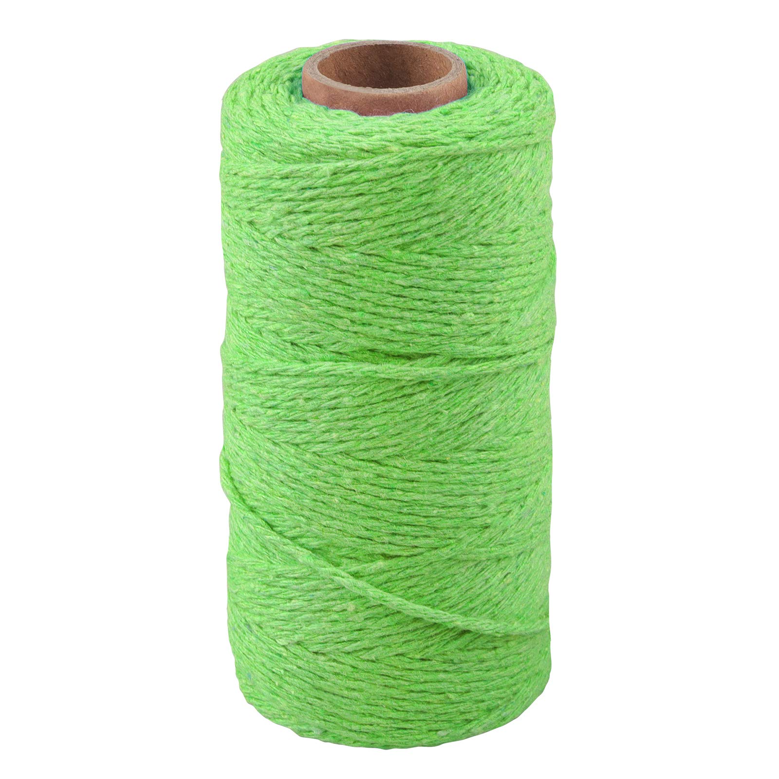 Light Green Cotton Craft String - 328 Feet Natural Cotton Twine for Baking, Macrame, Gift Wrapping & Gardening | 2mm Thick Bakers Twine for DIY Crafts, Christmas Decorations & Plant Support