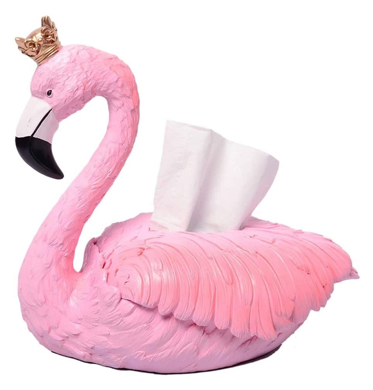 Flamingo Tissue Box Cover - Resin Decorative Tissue Holder for Bathroom, Bedroom & Office | Pink Novelty Napkin Dispenser for Home Decor & Gift Giving