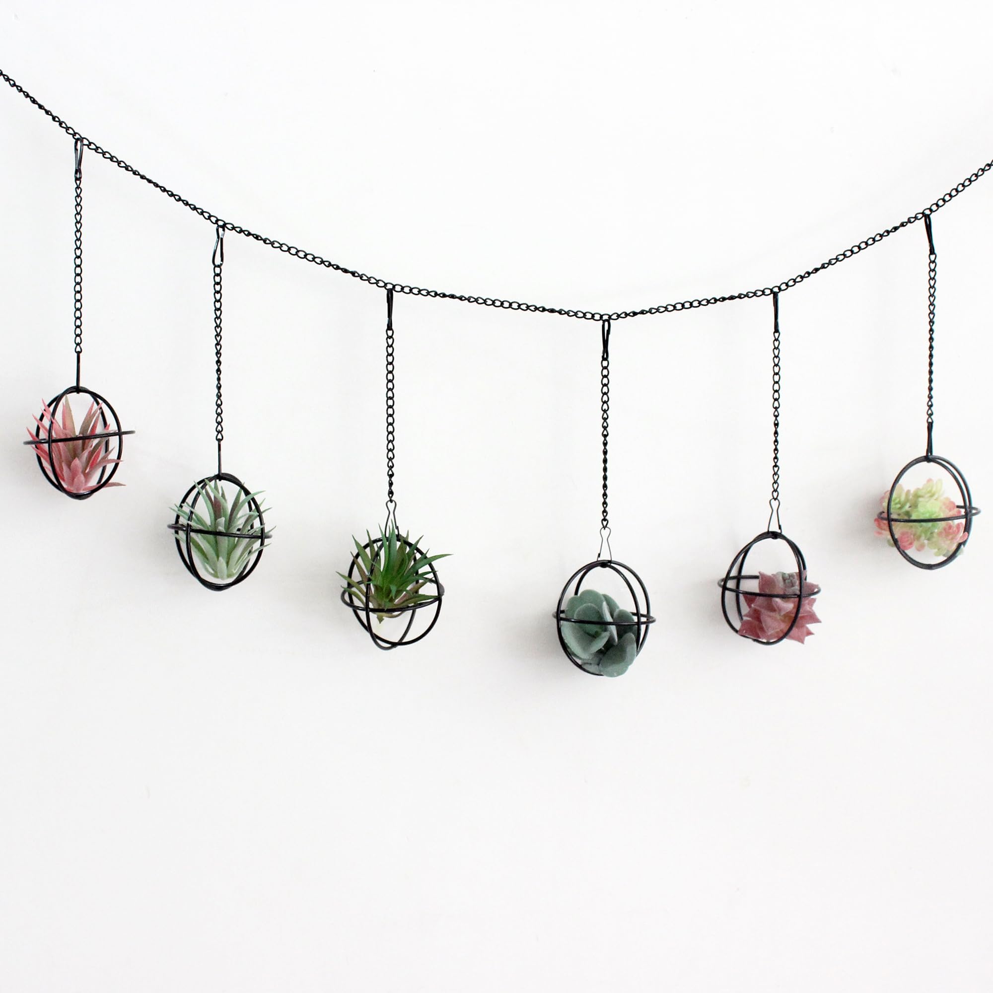 6 Set Black Metal Himmeli Air Plant Hangers - Modern Geometric Wall Decor for Tillandsia, Fern & Succulents - Perfect for Home, Office, Wedding & Boho Interior Design - Ideal Gift for Plant Lovers