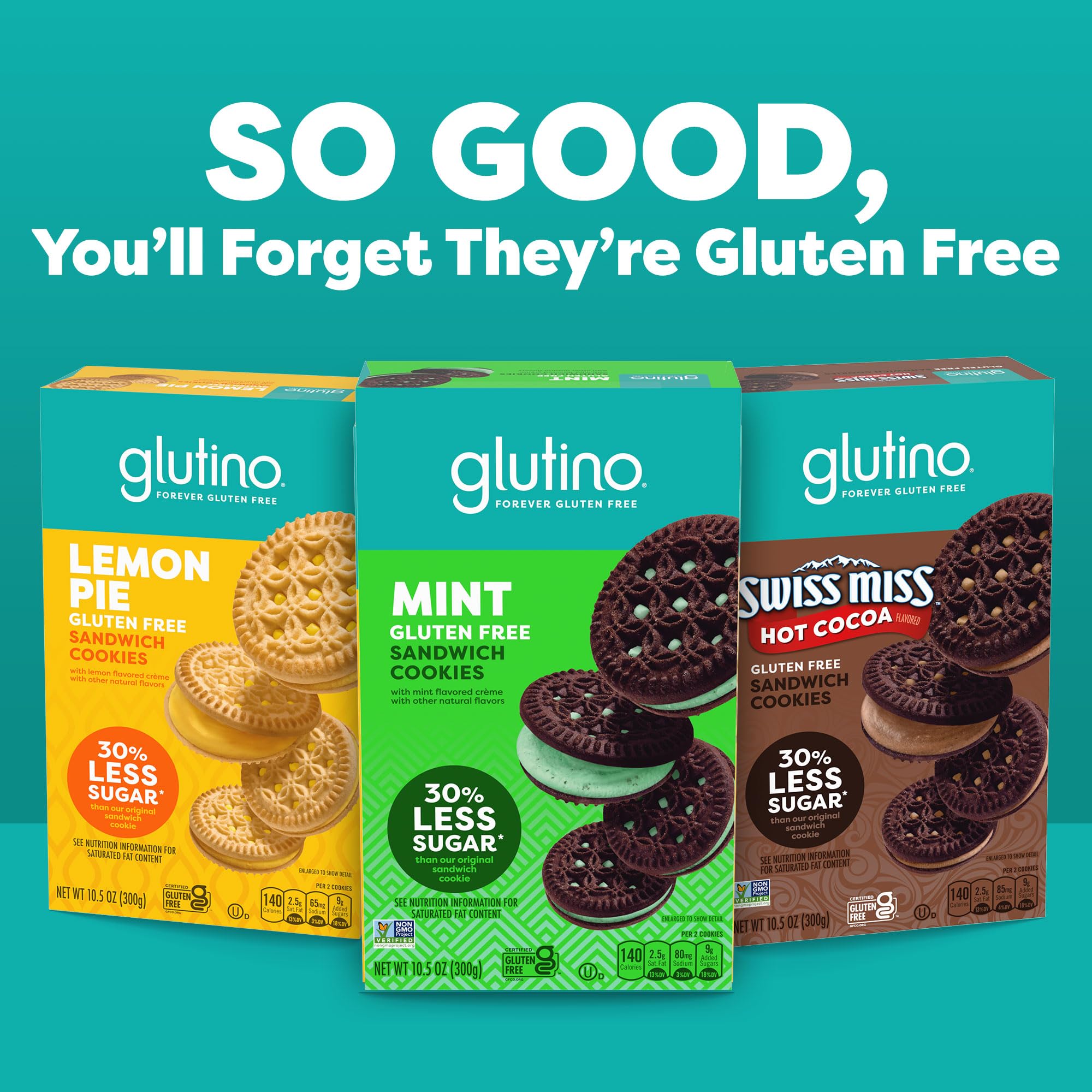 Glutino Gluten Free Mint Flavored Sandwich Cookies - 10.5 oz Pack of Delicious Gluten Free Snacks for Parties, School Lunches & Healthy Desserts