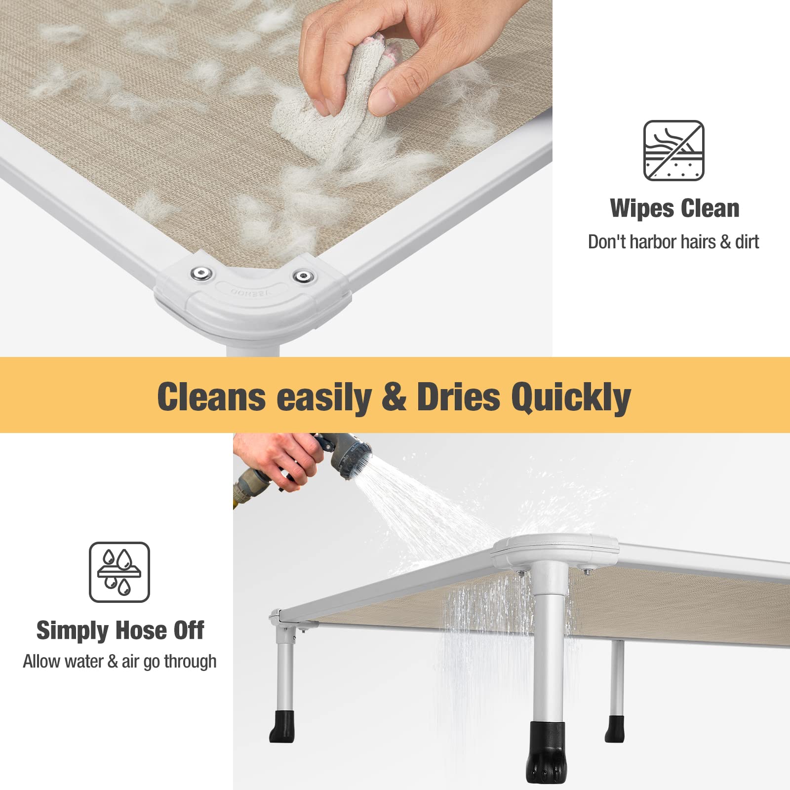 Veehoo Chew Proof Raised Dog Bed - Cooling Pet Cot with Aluminum Frame for Indoor/Outdoor Use - Perfect for Hot Weather & Active Dogs