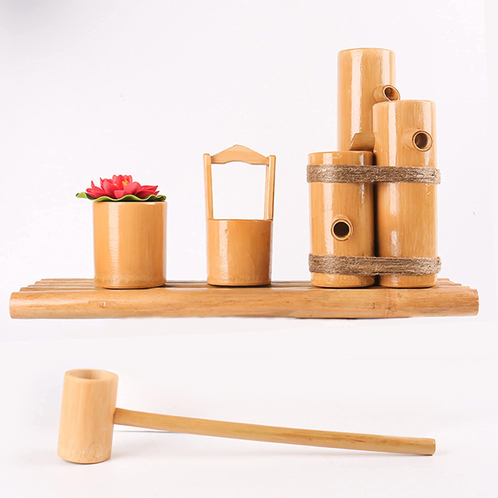Bamboo Water Fountain Pump for Outdoor Garden Decor - DIY Tranquil Water Feature with Custom Color Bowl | Perfect for Zen Gardens, Patios, and Backyard Relaxation