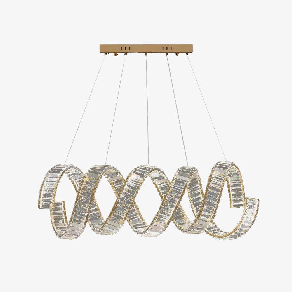 Elegant Curved LED Chandelier - Modern Crystal Ceiling Light Fixture for Dining Room, Living Room & Bedroom | Energy-Efficient Dimmable Lighting for Home Decor