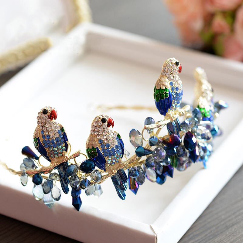 Luxury Royal Parrot Tiara Headpiece - Elegant Costume Jewelry for Cosplay, Renaissance Fairs & Themed Parties | Perfect for Halloween, Mardi Gras & Costume Events