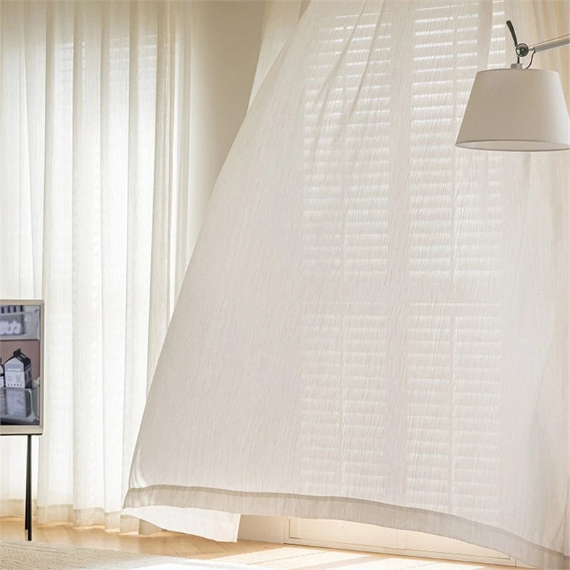 Serena Linen Vertical Striped Custom Blackout Curtains with Black Trim - Elegant Room Darkening Window Treatments for Bedroom & Living Room