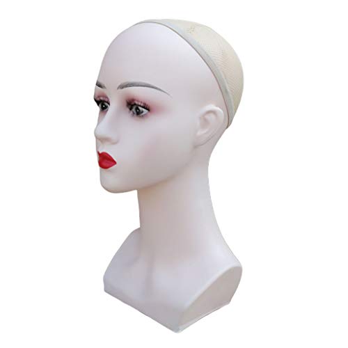 GAH Stable Women Mannequin Head for Wig, Hat & Jewelry Display - Red Lip Model Stand - Perfect for Salon, Beauty Shop & Home Decor