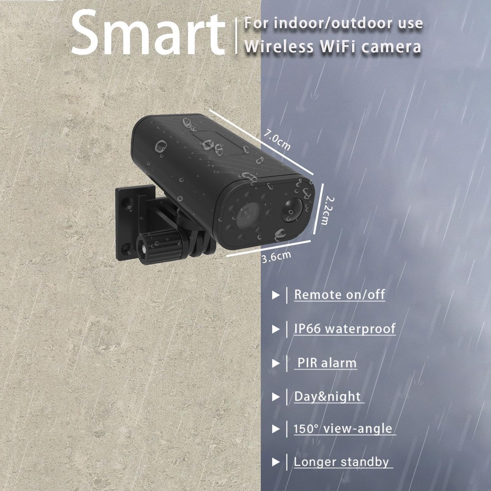 Goshyda Wireless Outdoor Security Camera - 1080P HD Smart WiFi, Motion Detection, IP66 Waterproof, Night Vision, Loop & Wide Angle Recording - Ideal for Home, Business & Garage Surveillance